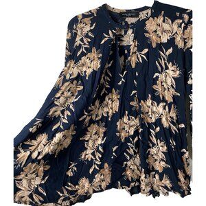 Akira Chicago Black Label Blouse 3/4 Sleeve  Floral Blouse Flowy S Multicolor
